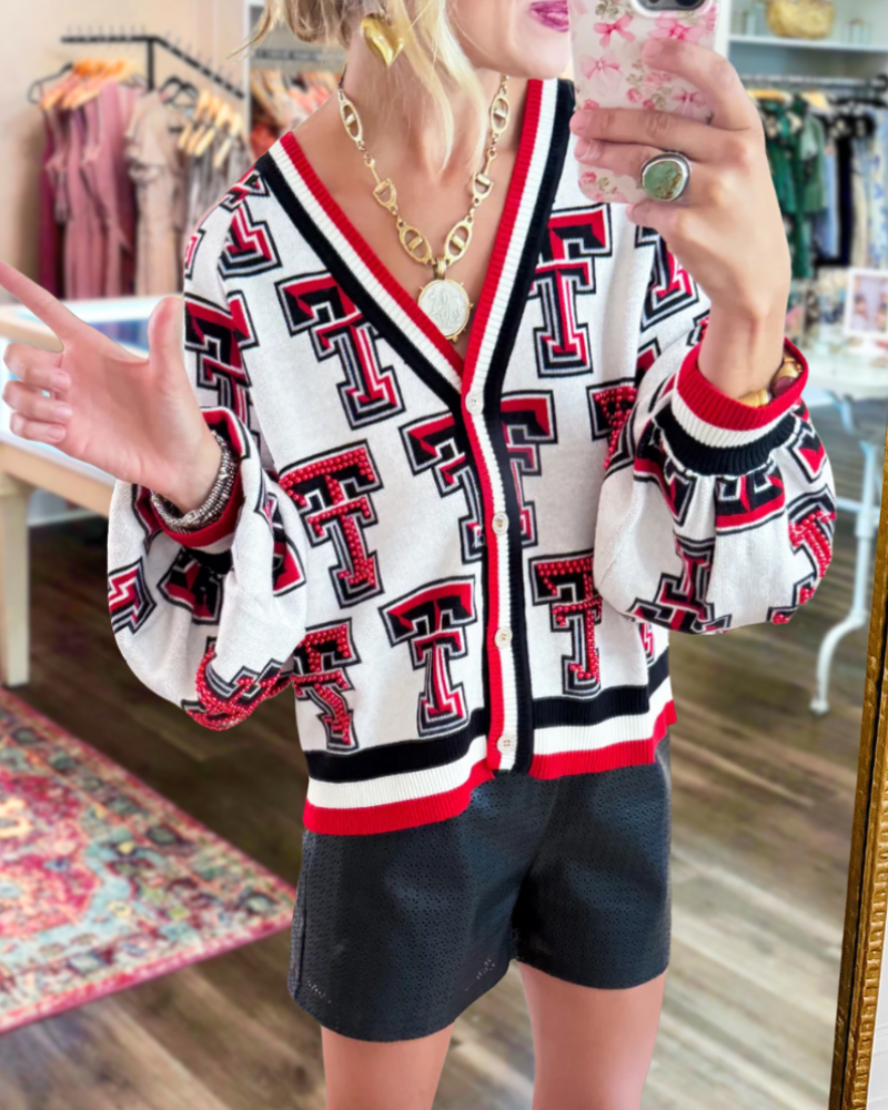 Texas Tech University Mascot Beaded Cardigan