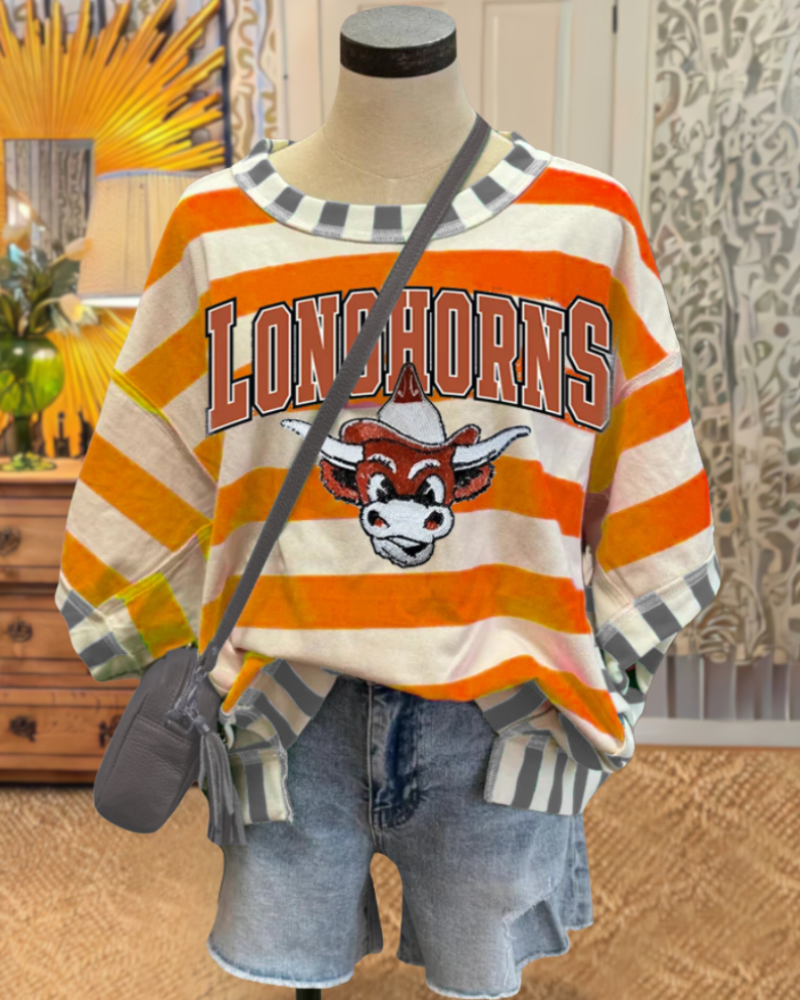 LONGHORNS Embroidered Striped T-shirt