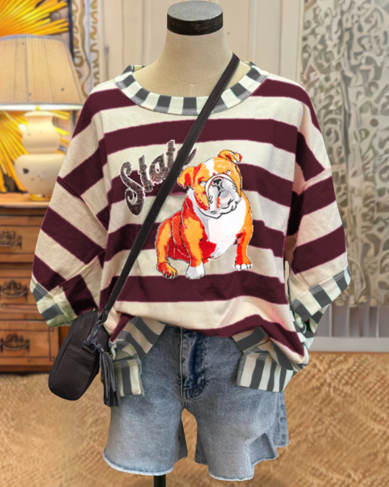State Bulldogs Striped T-Shirt