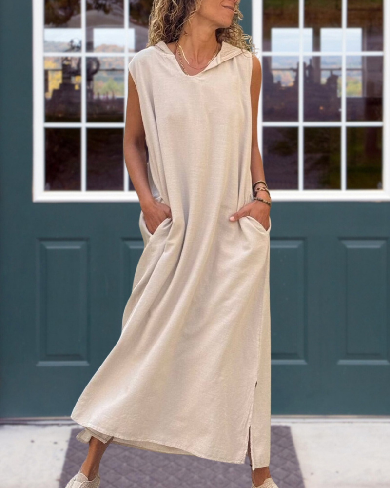 Simple Hooded Maxi Dress