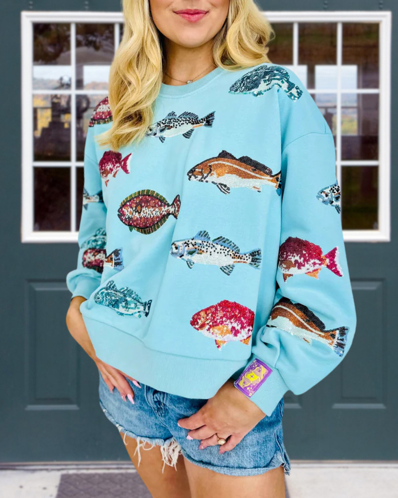 Undersea Fish Sequined Sweatshirt