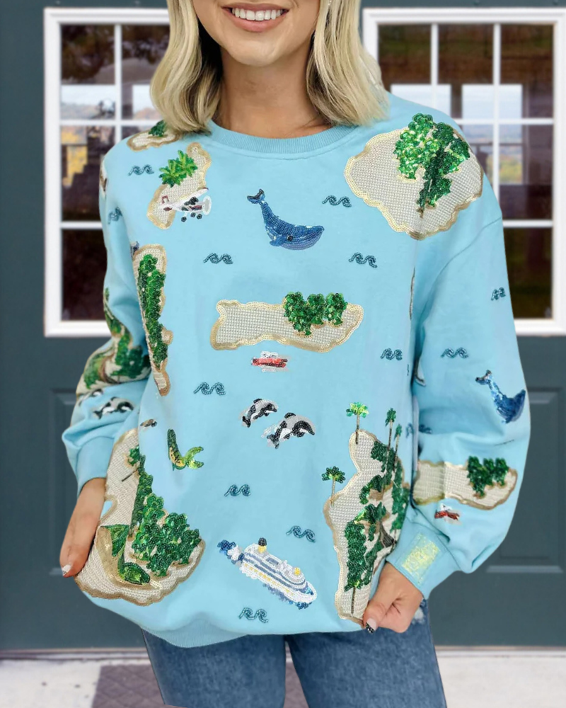 Island Resort Sequin Sweatshirt