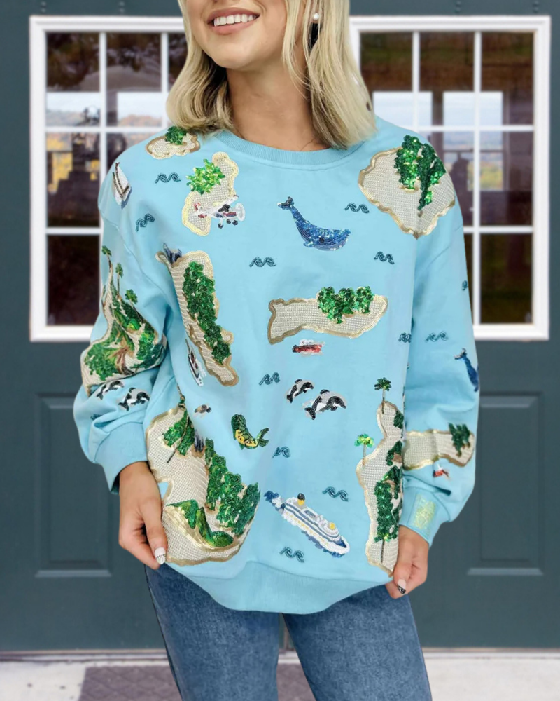 Island Resort Sequin Sweatshirt