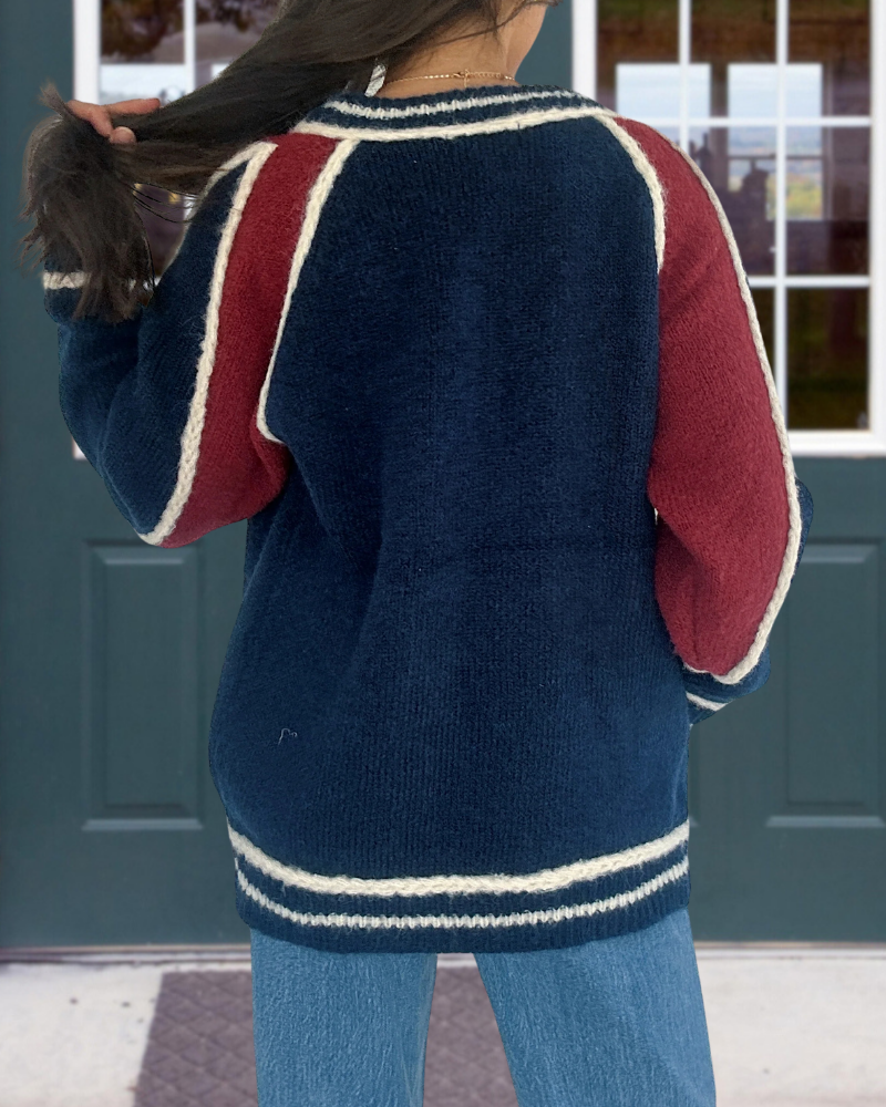 Simple Colorblock Zipper Sweater