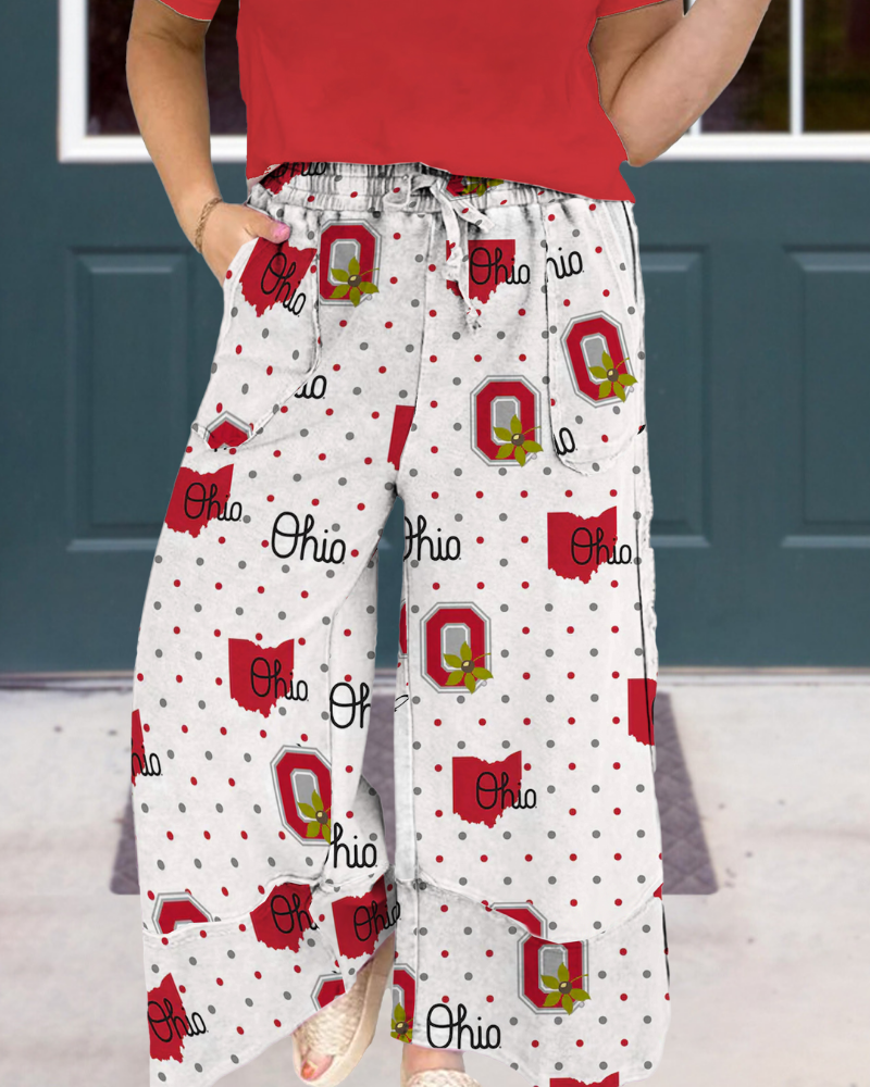 OHIO State Polka Dot Wide-Leg Pants