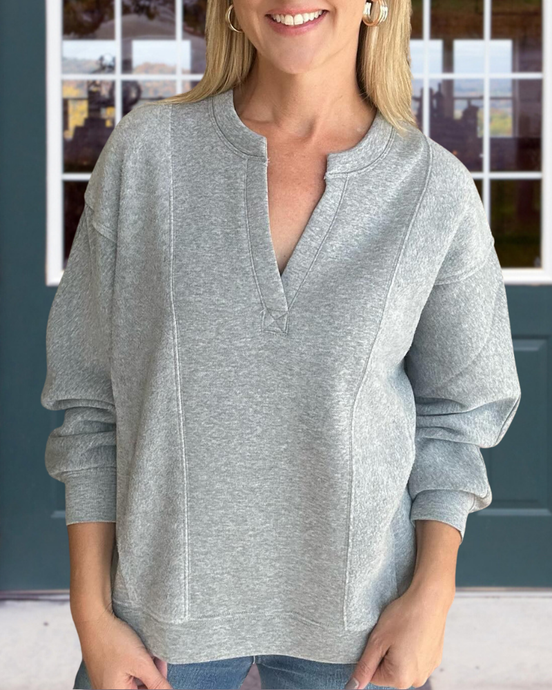 Simple Solid Color V-Neck Pullover