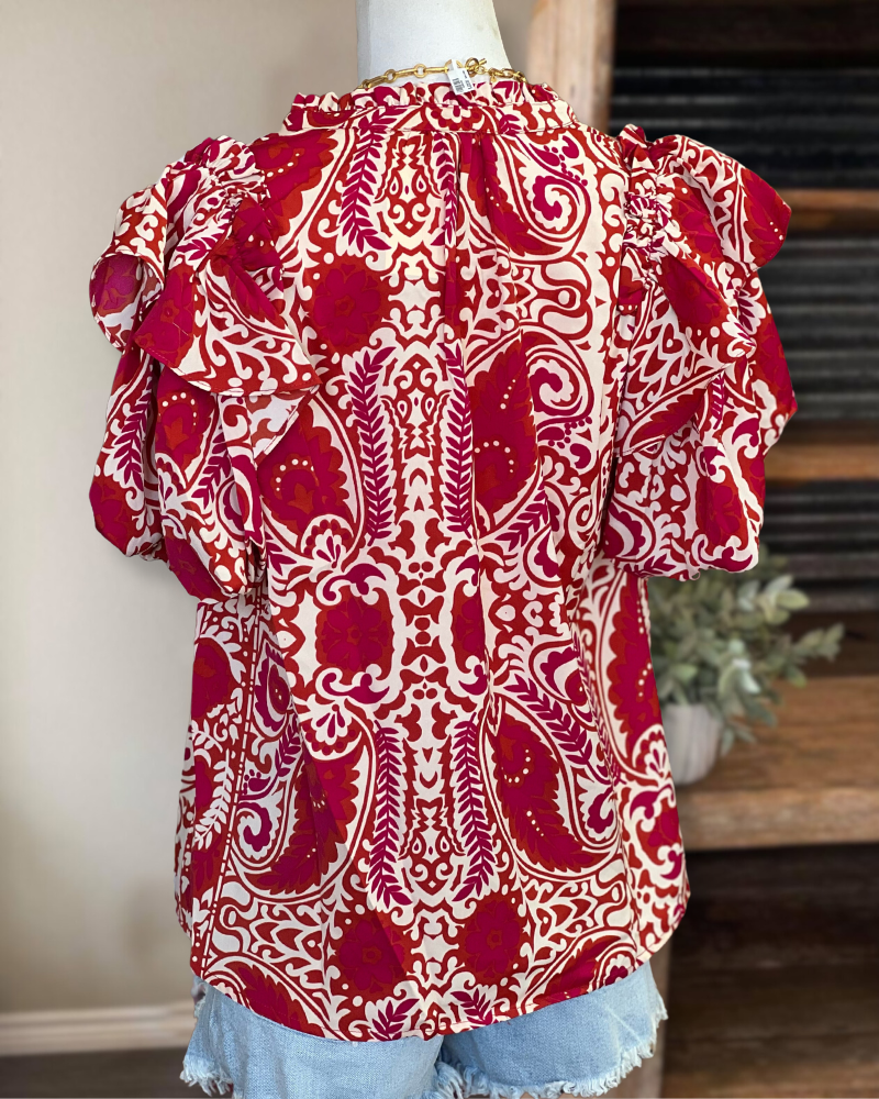 Burgundy Paisley Top