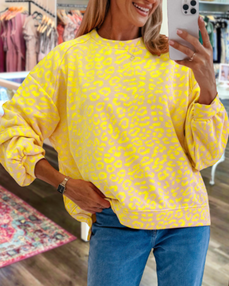 Leopard Print Crew Neck Sweatshirt