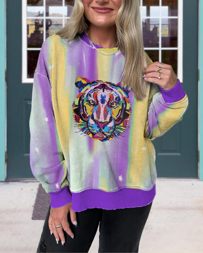 Fantasy Tiger Sequined Sweatshirt