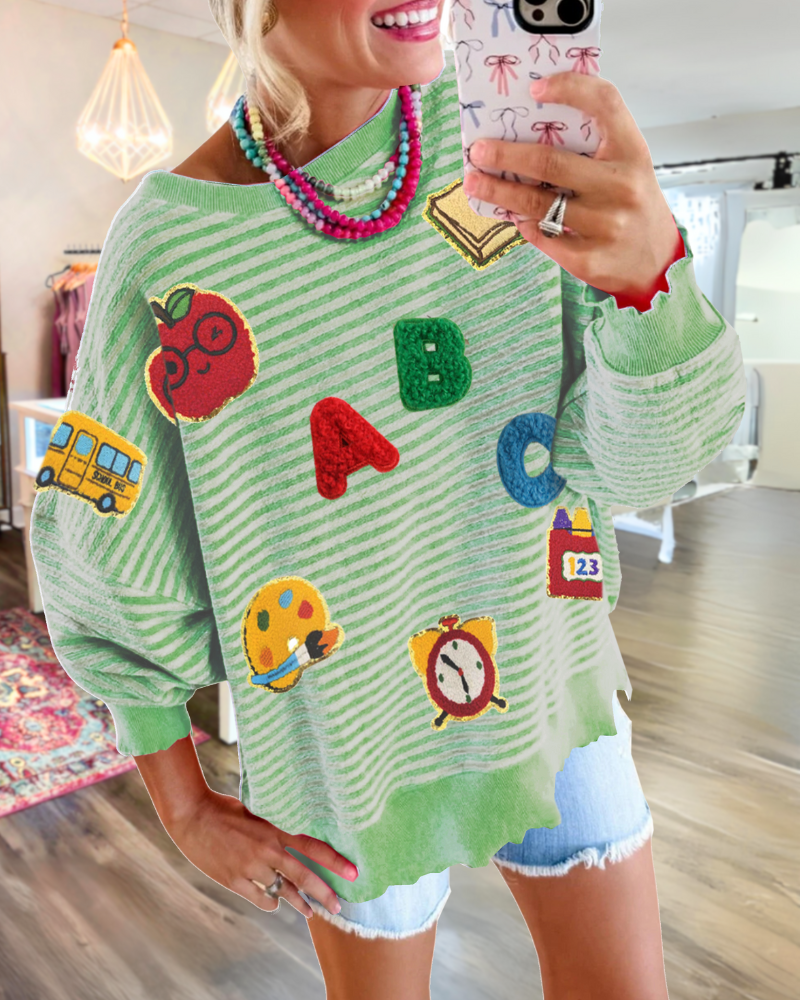 School Sequin Stripe Sweatshirt