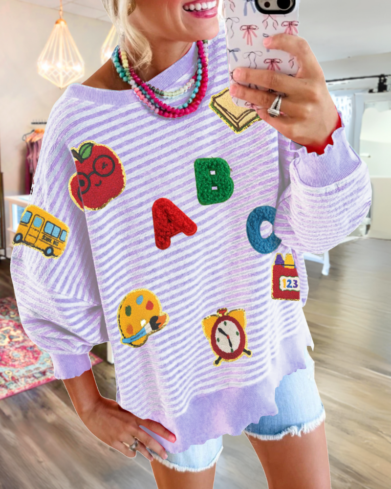 School Sequin Stripe Sweatshirt