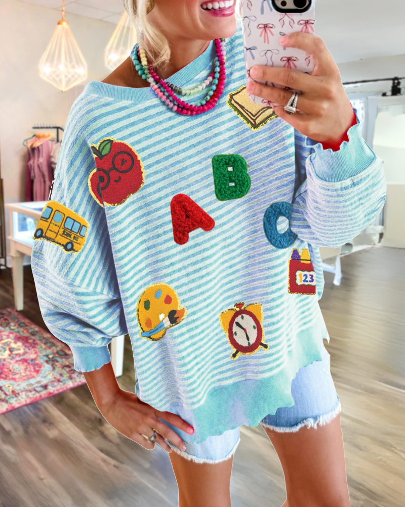 School Sequin Stripe Sweatshirt