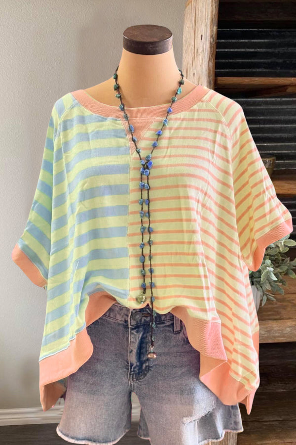 Oversized Colorblock Stripe Top