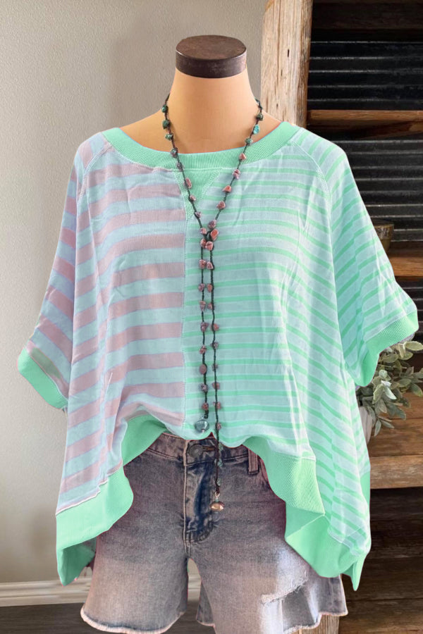 Oversized Colorblock Stripe Top