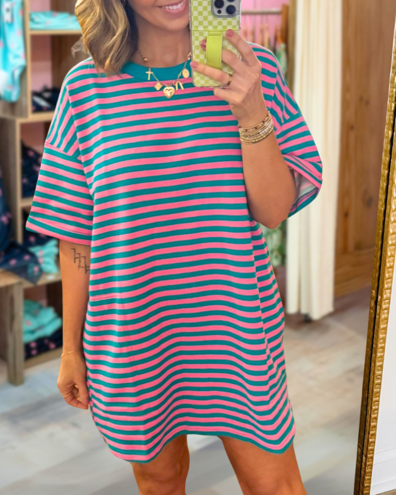 Oversized Striped Tee Dress