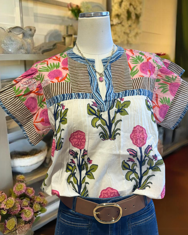 Chic Striped Floral Top