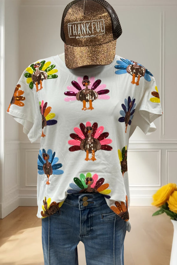 Sequins Turkey Queen Cotton Tee