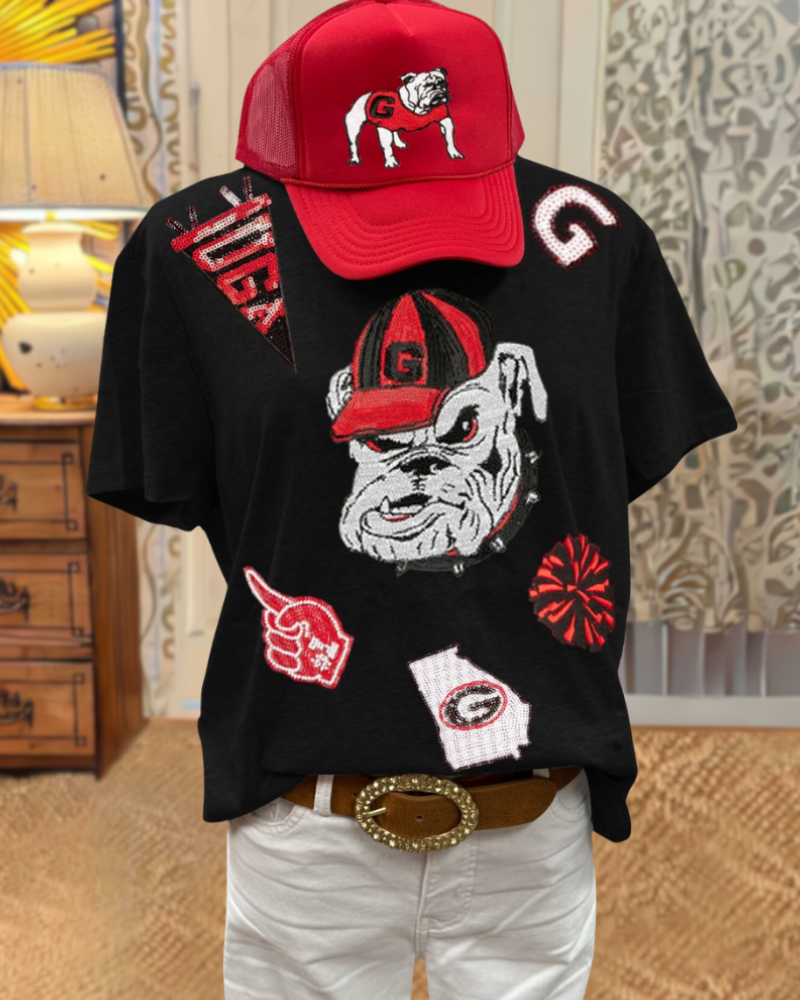 UGA Bulldogs Sequin Embellished Tee