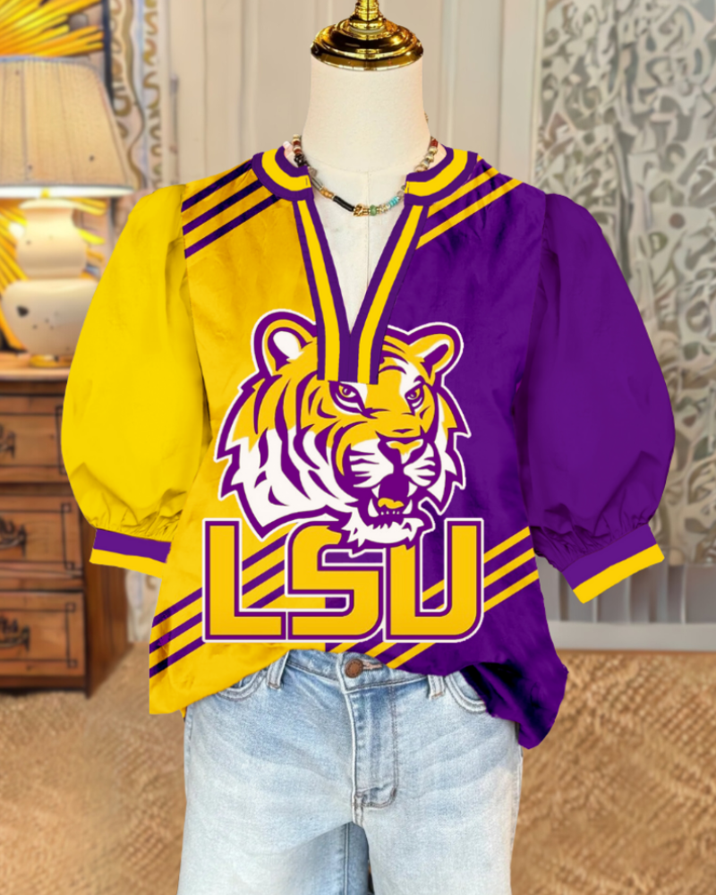 LSU Tigers Contrast Satin Top