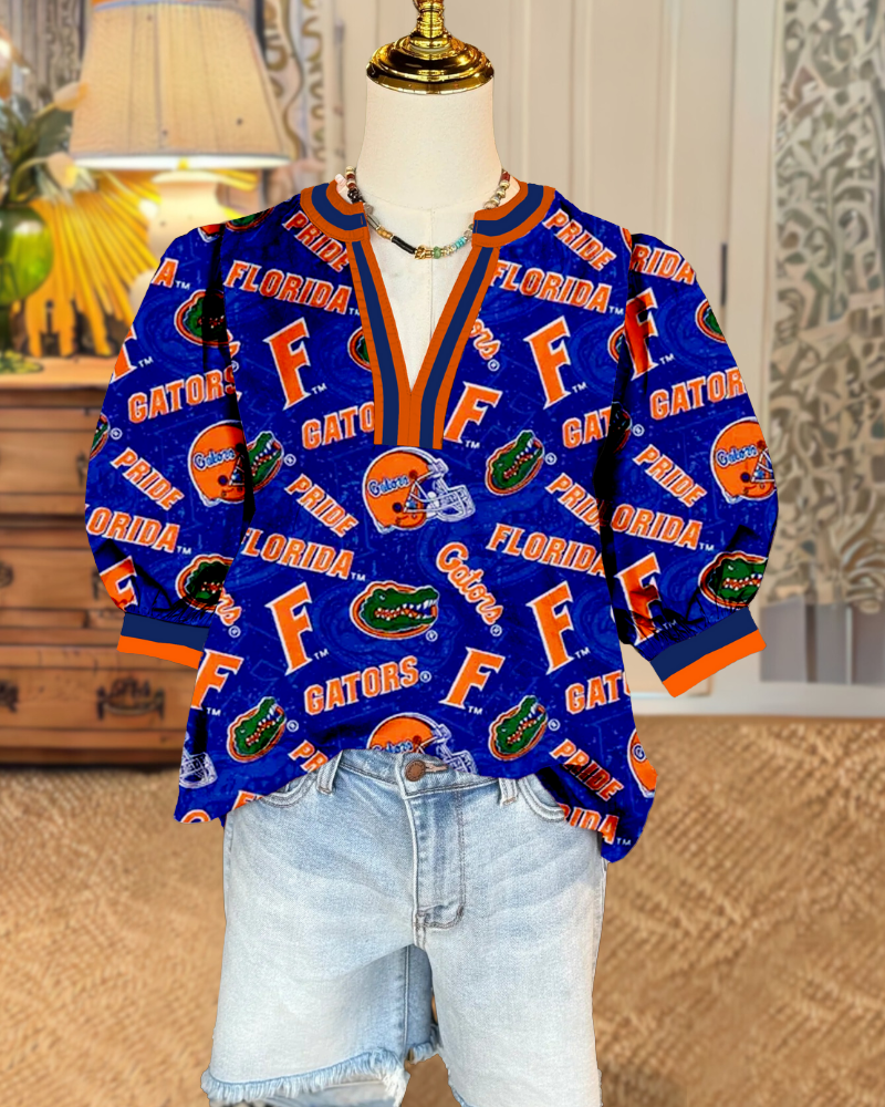 Florida Gators Puff Sleeve Satin Top