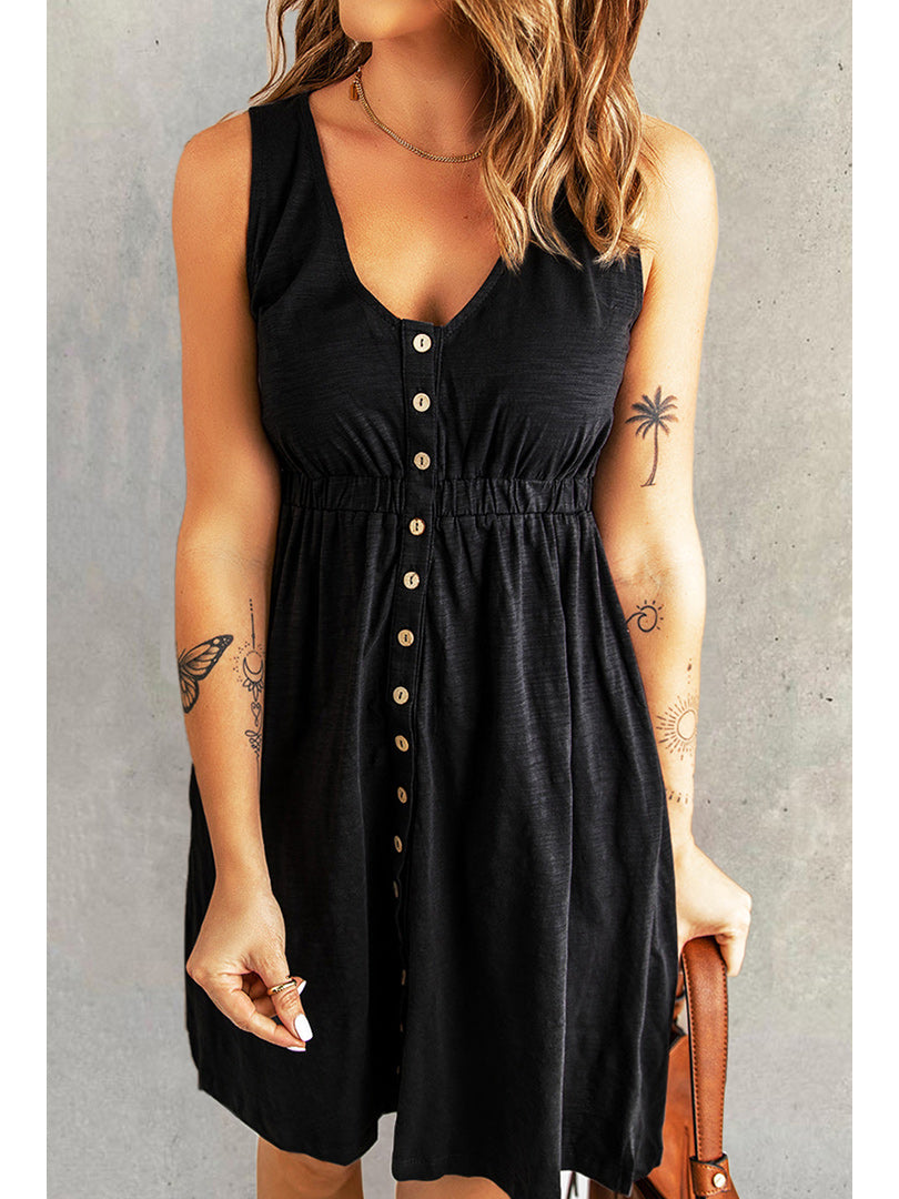 Sleeveless Multi Button Dress