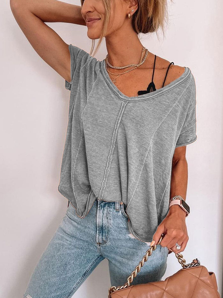 Distressed Basic Cotton T-shirt