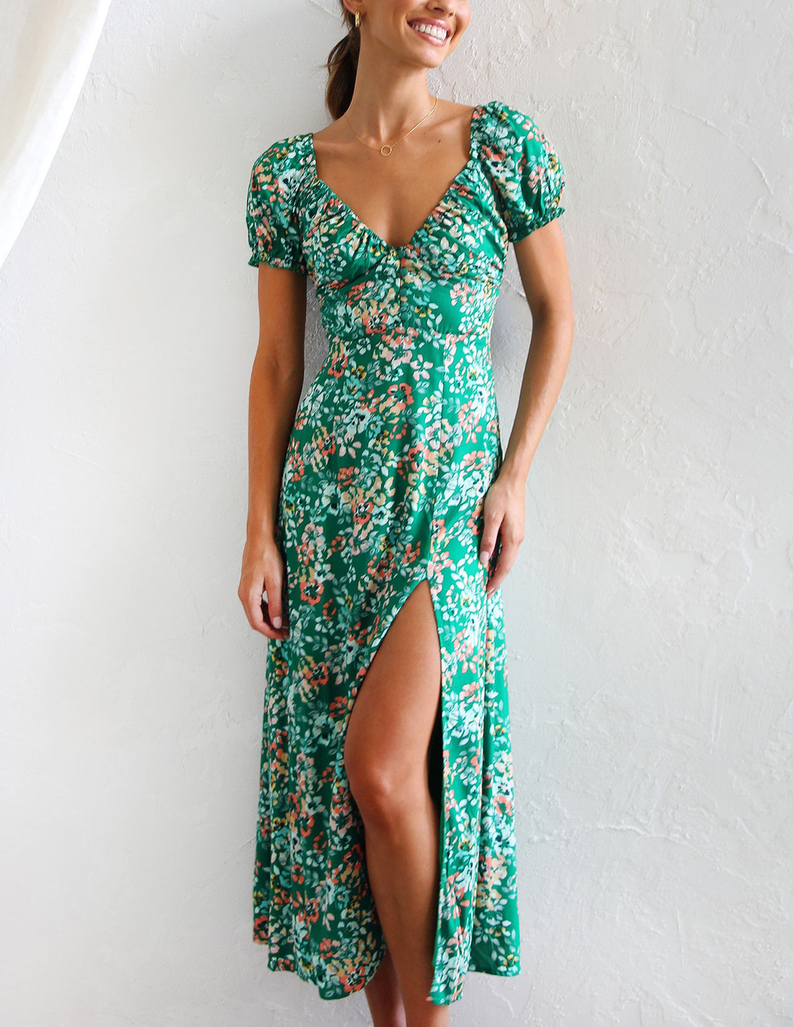 GREEN FLORAL Dress