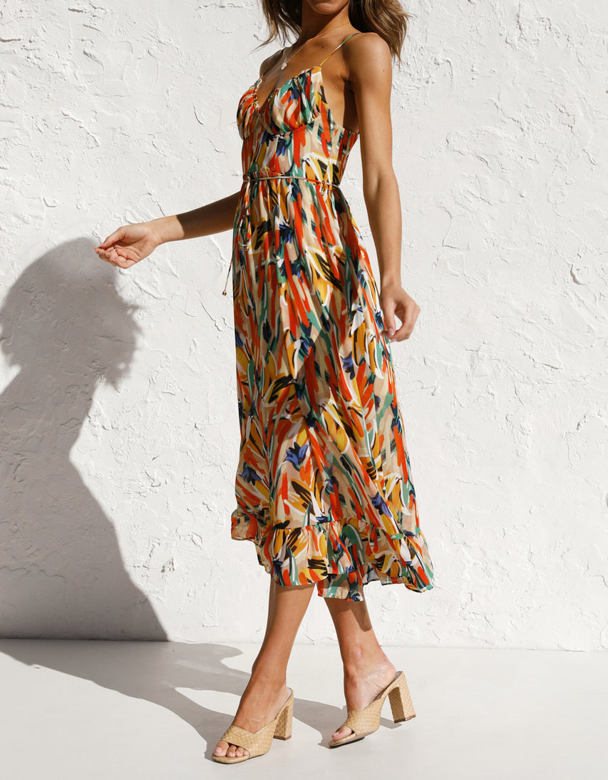 Spring Swallow Sling Floral Dress